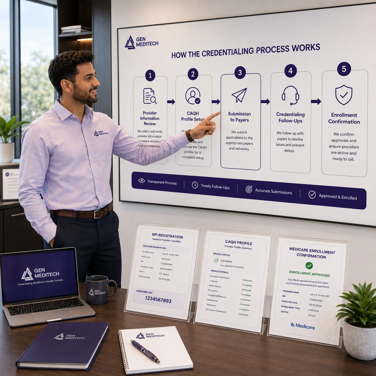Step-by-step credentialing process visualization