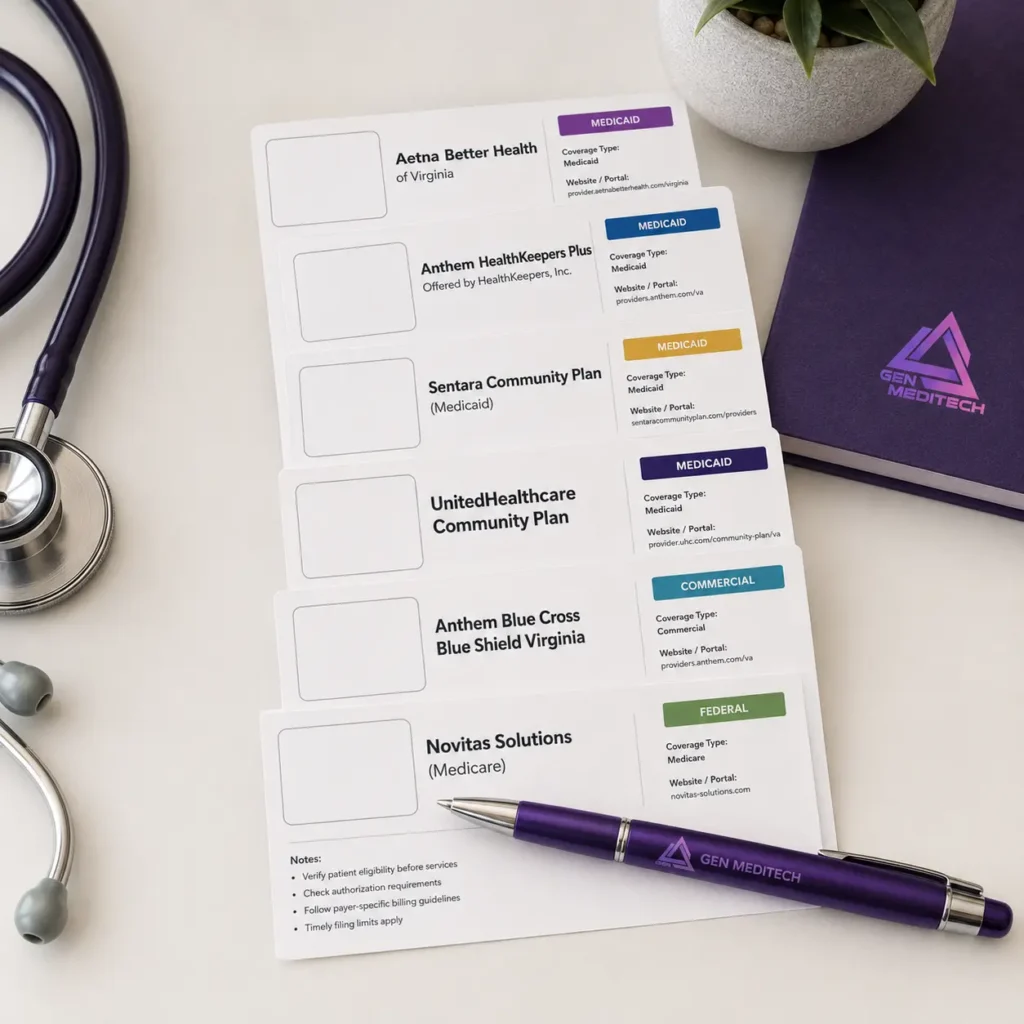 Major Virginia medical billing payers and insurance plans